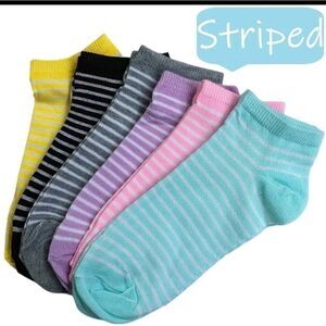 Stripe multicolor ankle no show sock bundle